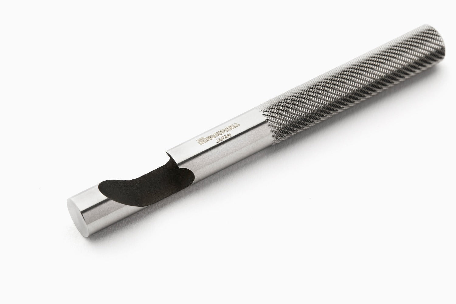 Stainless steel bottle opener with knurdled handle, by Runwell