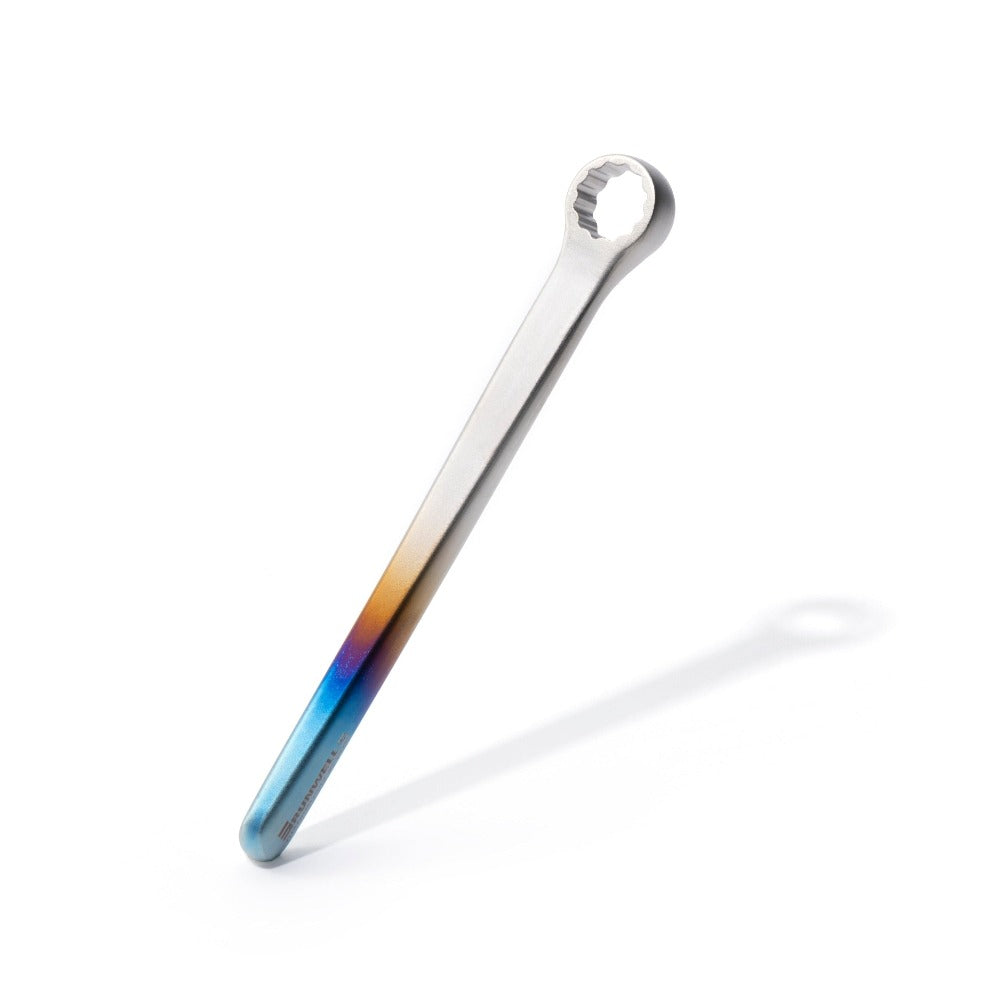 Flamed blue coloured titanium handle, HOGA155A 15mm wrench detail product photo