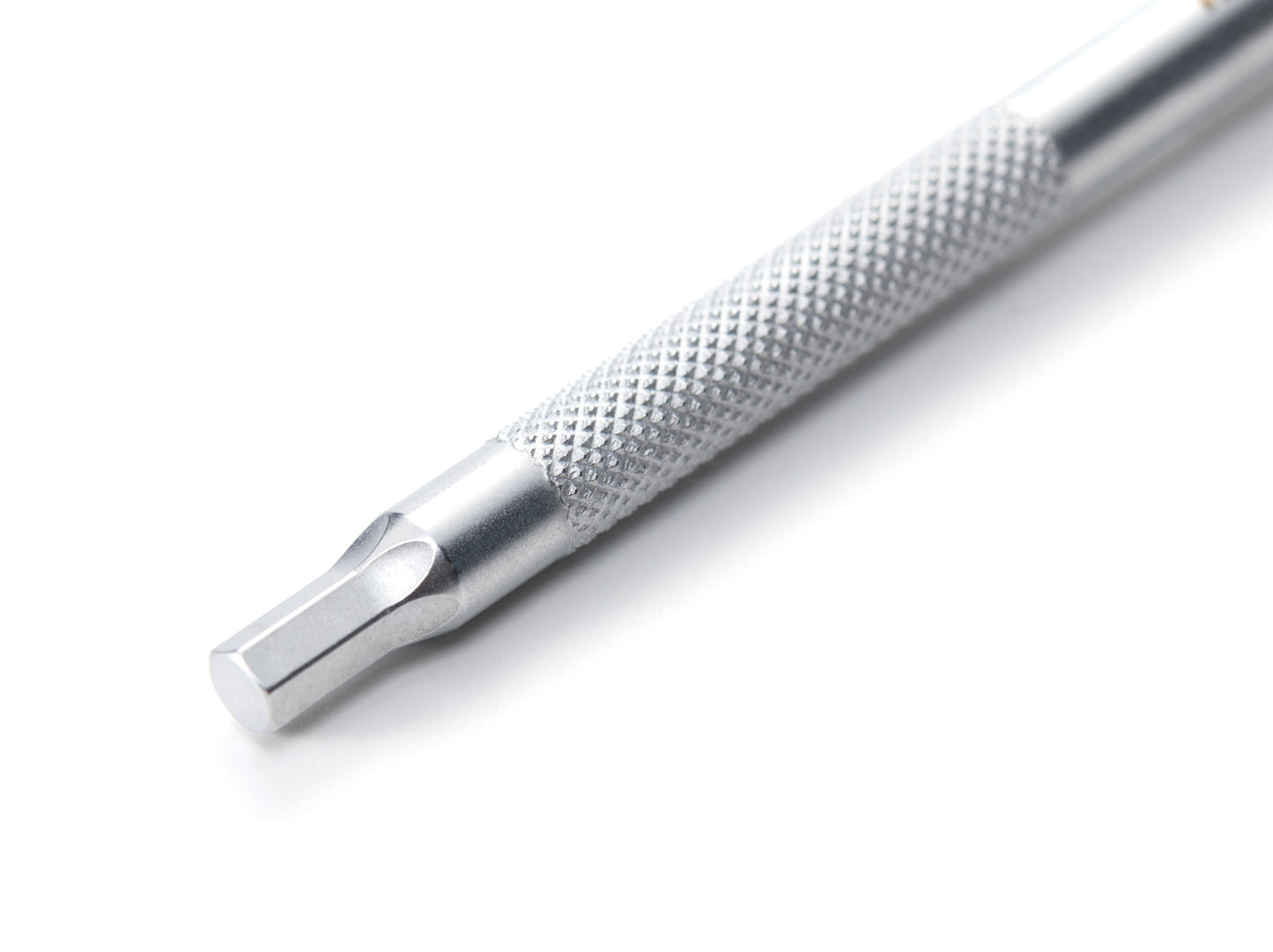 RUNWELL GENEX bit tip detail, knurdle steel finish. High quality bicycle hex key tool.