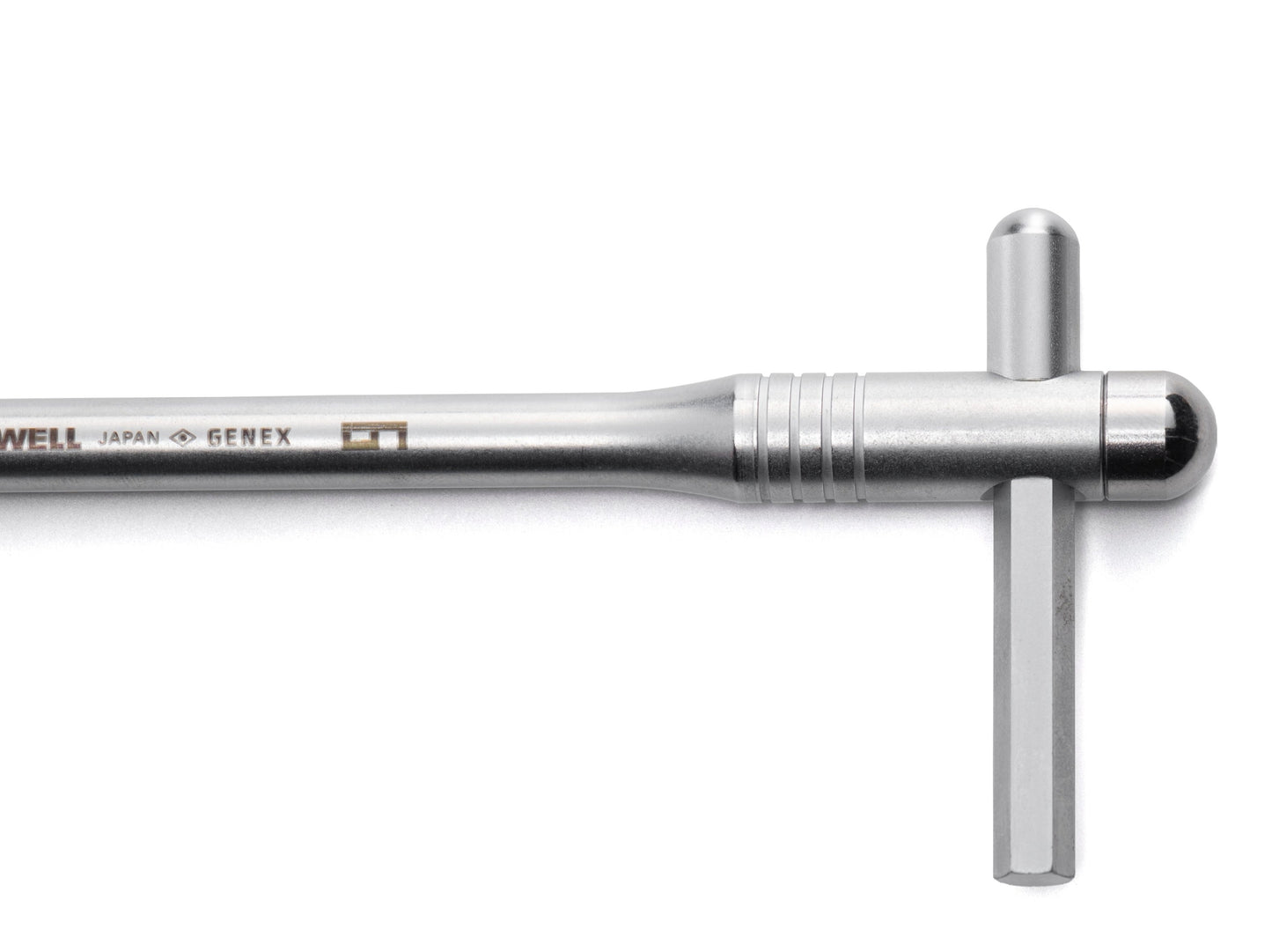RUNWELL GENEX 6mm T-Handle hex key. High quality chrome finish with knurled accents.