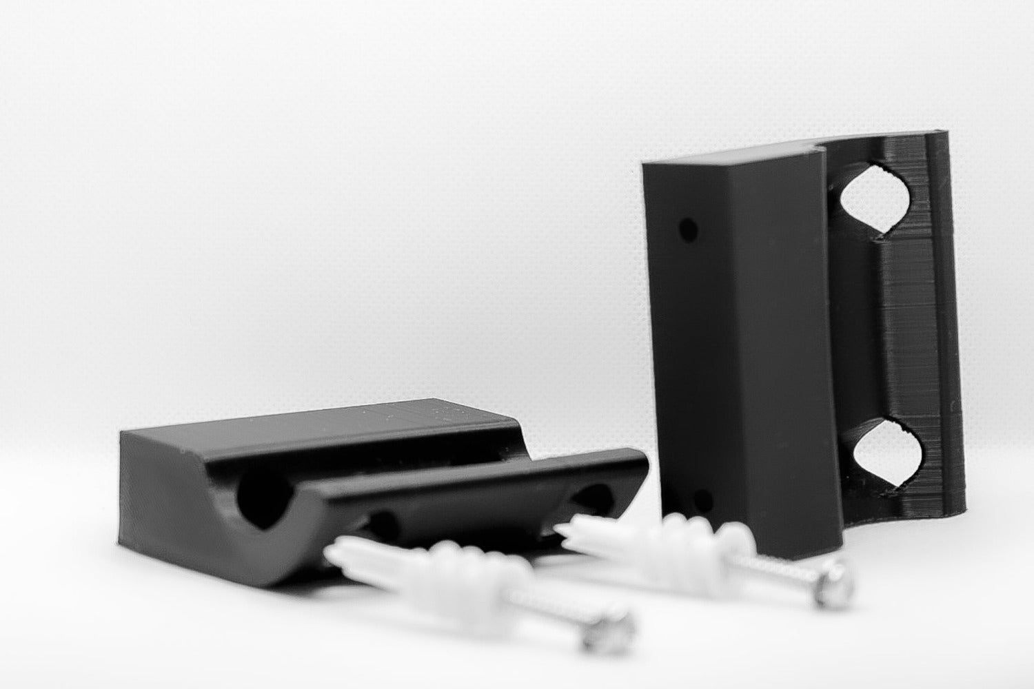 Wall mount for bicycle display, black with fixation hardware, tidy elegant, minimalist, NJS track bike