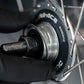 Hakurin stainless spacer being used on a track fixed gear hub rear wheel to adjust chain line