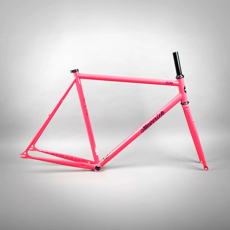 Maverick cycles Jedan SS tracklocross frame, Pink color, cyclocross, commuter, fixie, reynolds steel tubing and fork