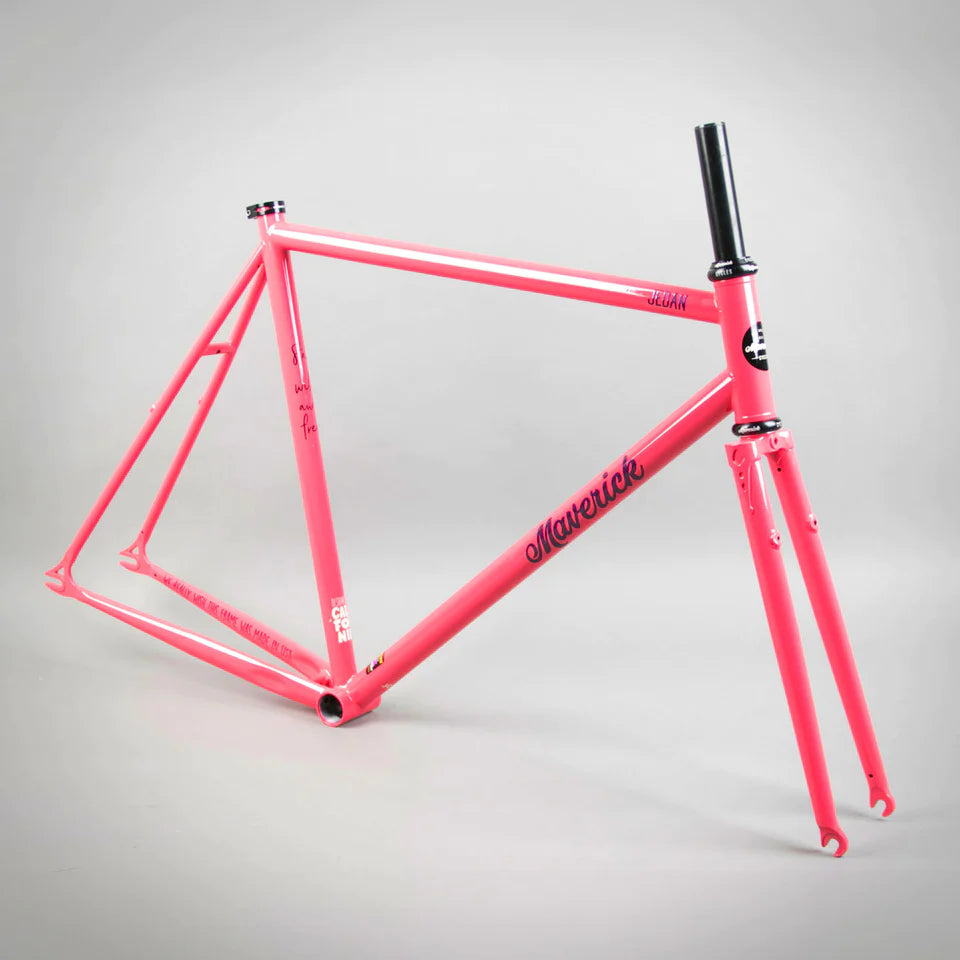 Maverick cycles Jedan SS tracklocross frame, Pink color, cyclocross, commuter, fixie, reynolds steel tubing and fork