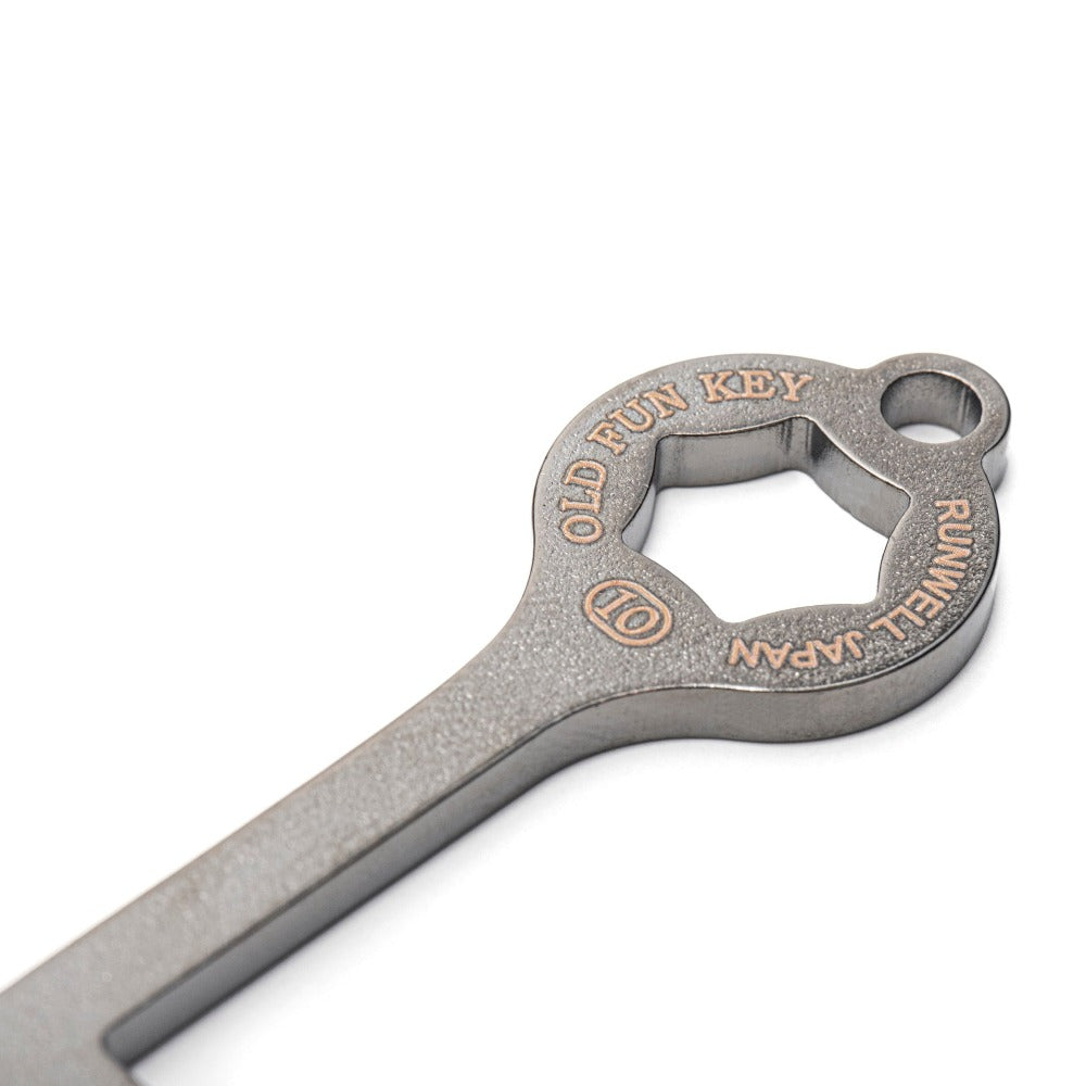 Keychain multi-tool key with 10mm wrench,  spoke nippe  and bottle opener