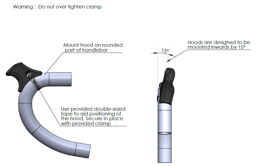 Fixie dropbar handlebar hoods, installation drawing