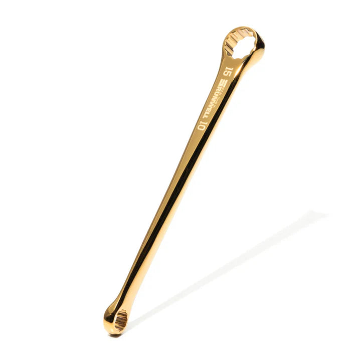 Titanium coated Gold bicycle tool by Runwell Japan, Nezile1510 15mm 10mm product shot, full