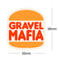 Burger design GRAVEL MAFIA logo, with size for reference 35mmx38mm