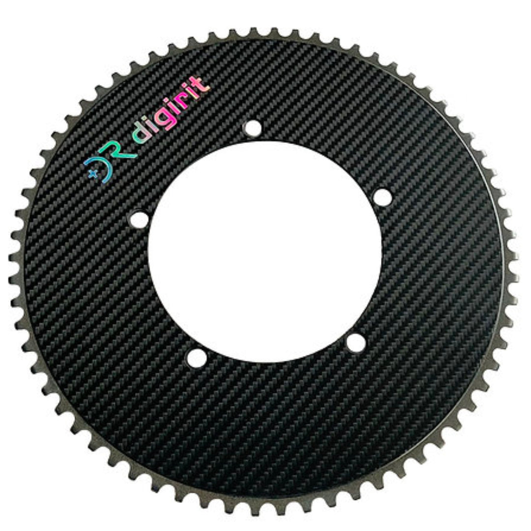 Premium big carbon chainring by Digirit, the choice of Olympian track cyclists
