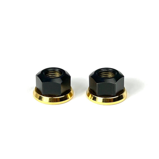 Perfomance track axle nuts by Runwell, M10, Black nut, Gold Base