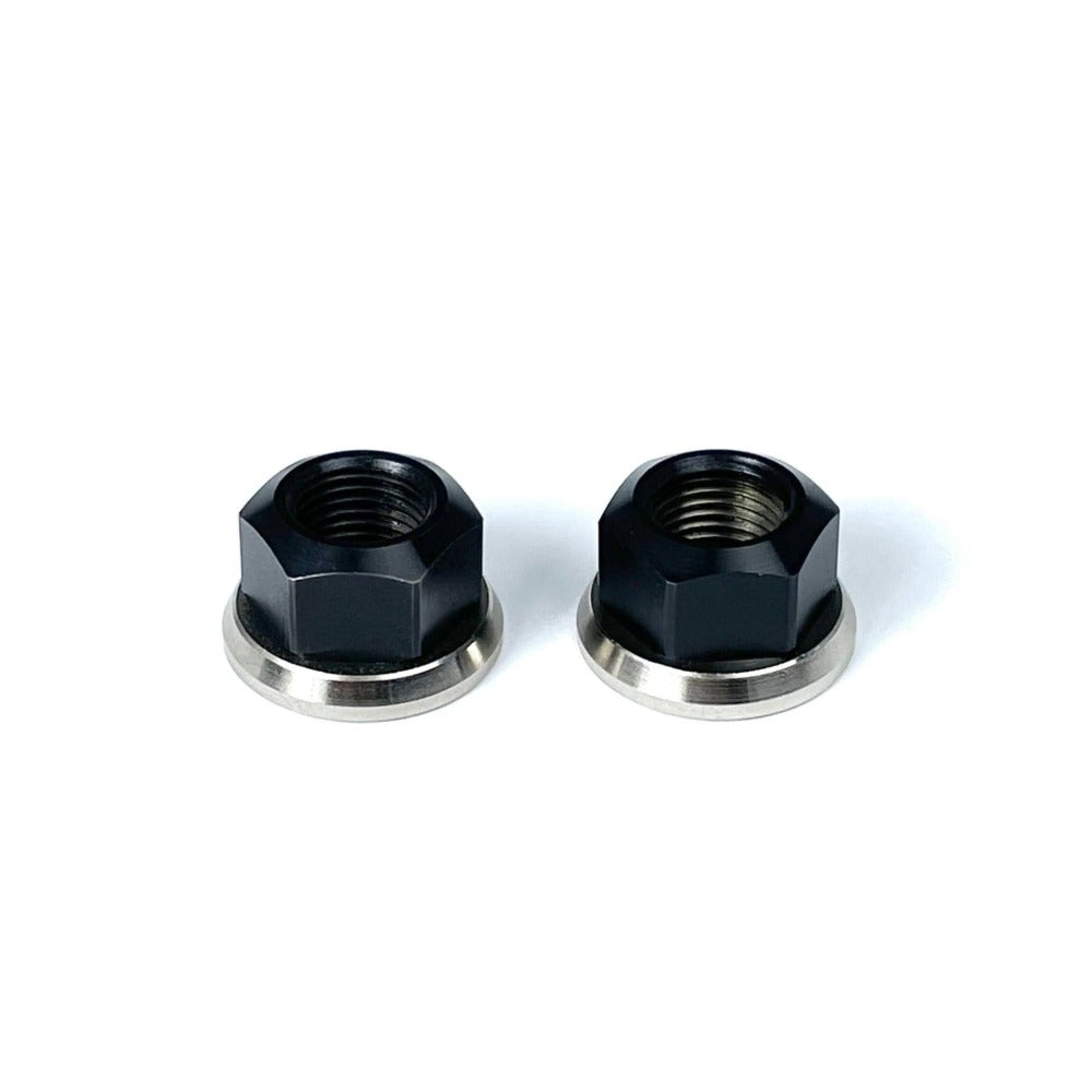 Perfomance track axle nuts by Runwell, M10, Black nut, Silver Base